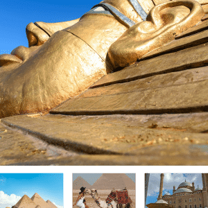The National Museum of Egyptian Civilization and giza Pyramids